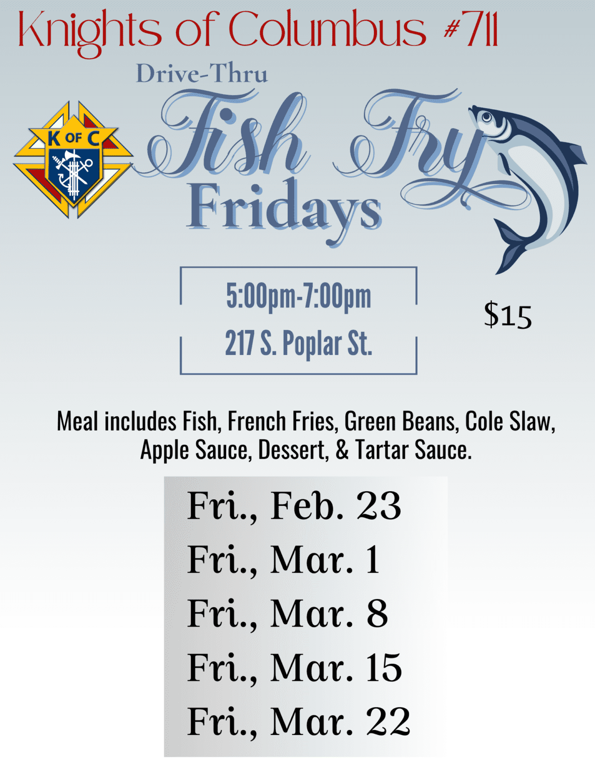 Lenten Fish Fry Schedule Holy Trinity